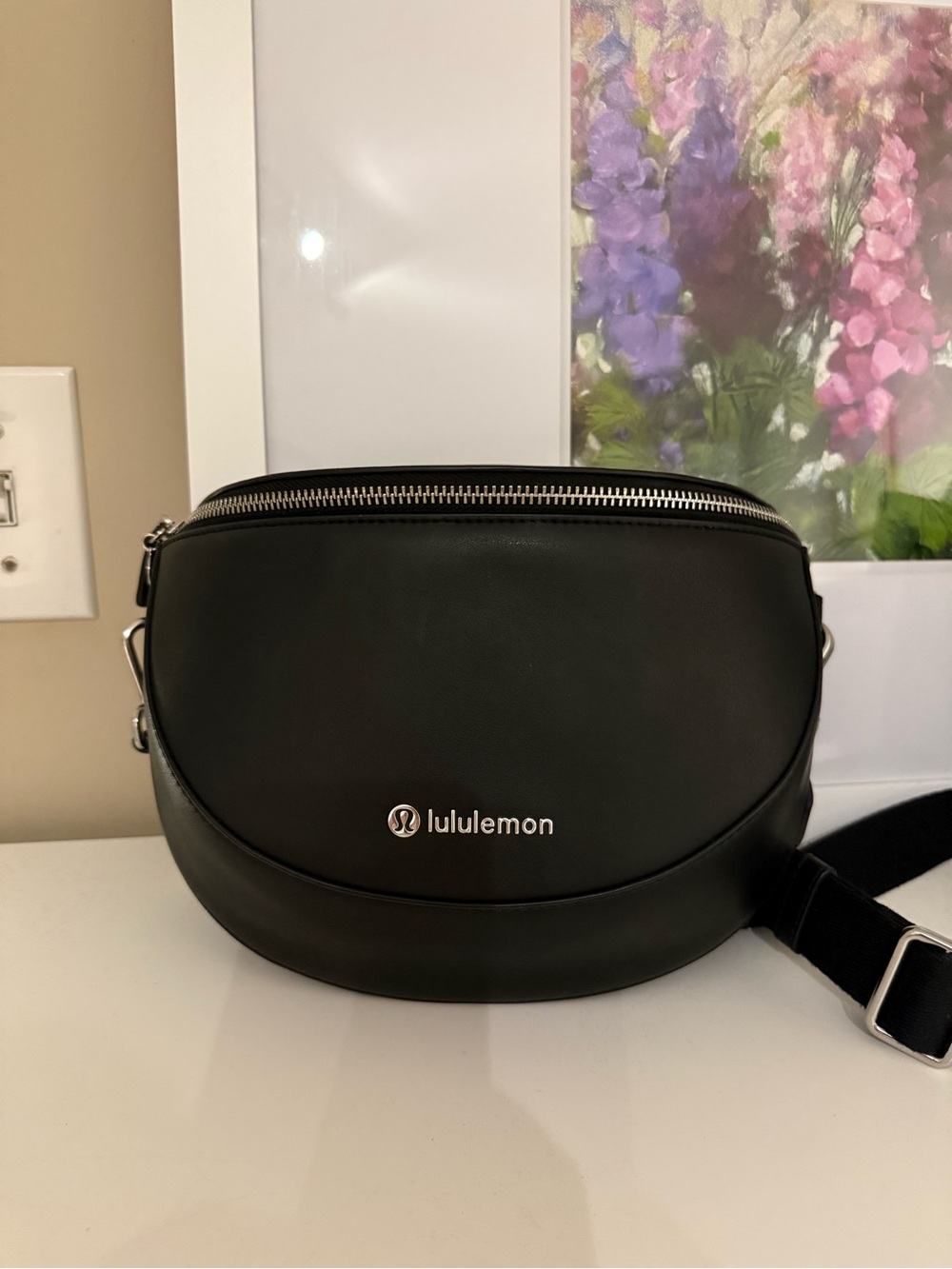 lululemon athletica Black Leather Crossbody Bag
